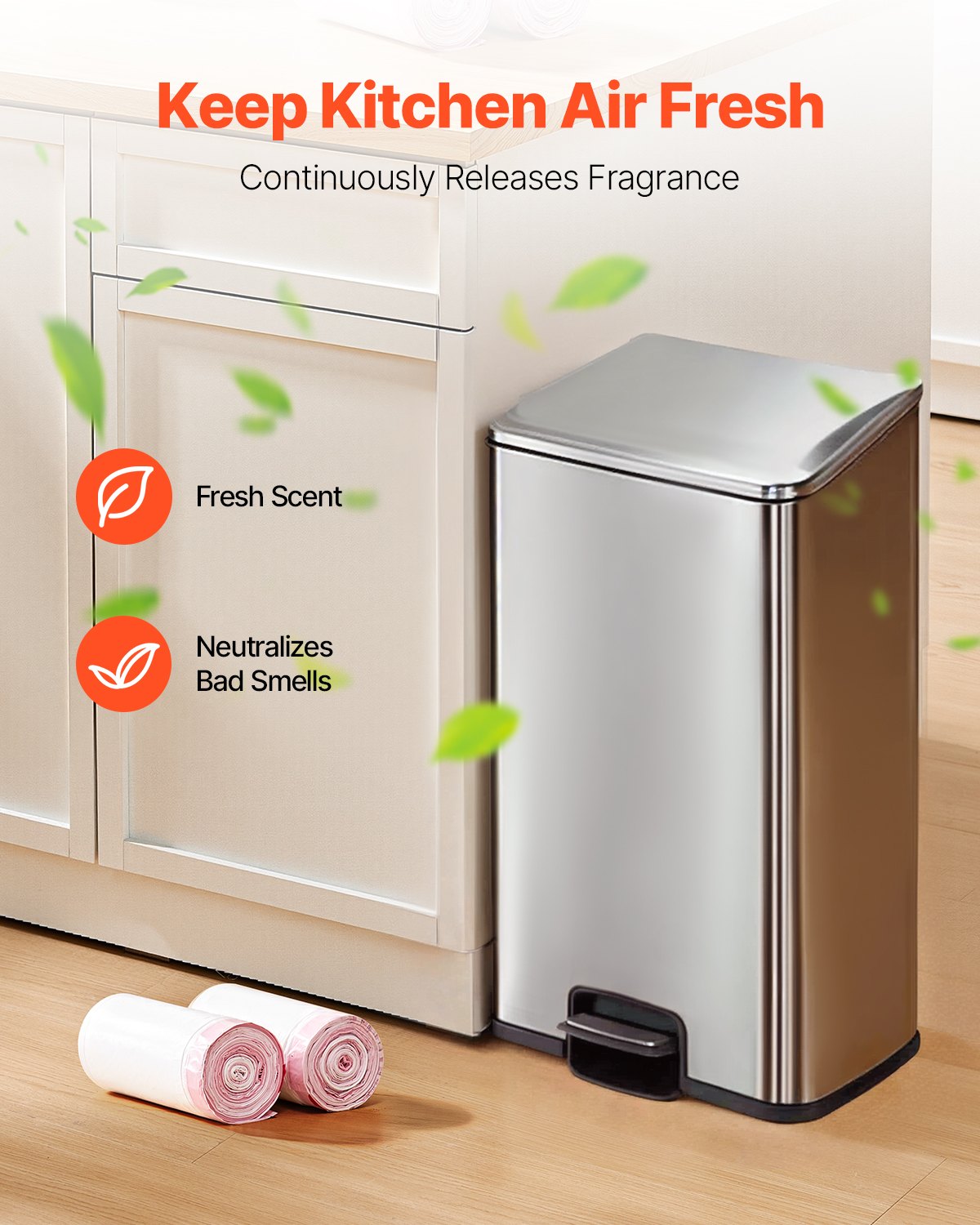 Drawstring Trash Bags, 13 Gallon 110 Pieces (White)