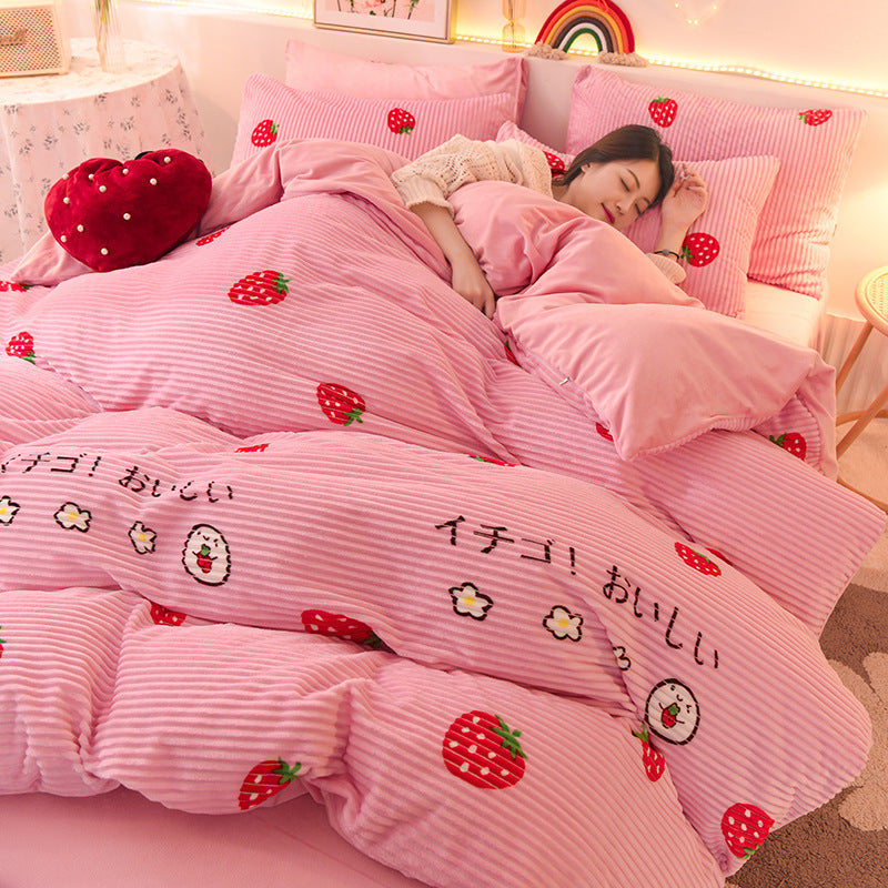 Fashion Coral Velvet Flannel Bedding