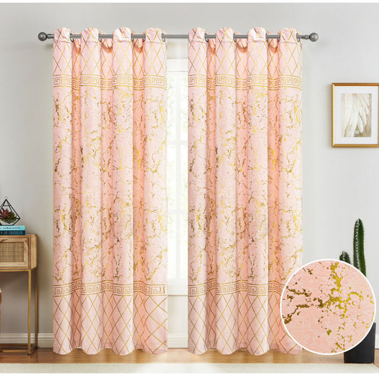 Paradise Velvet Foil Printed Curtain Blush