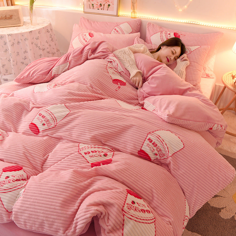 Fashion Coral Velvet Flannel Bedding