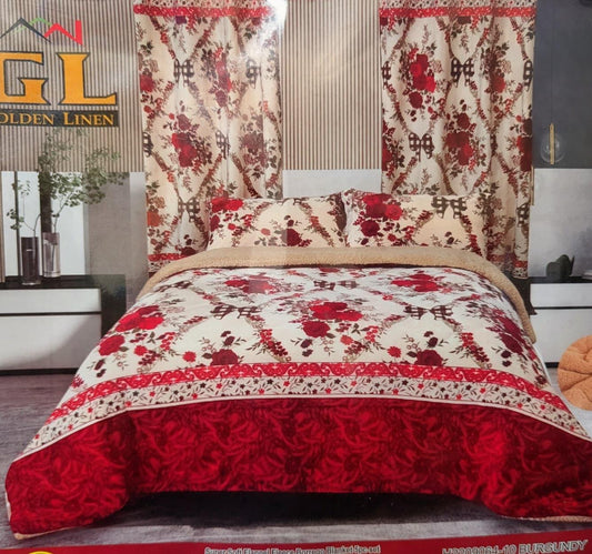 5 Piece Fleece Comforter Burgundy